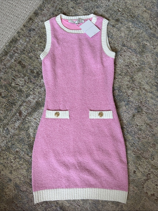 Endless Rose Dresses & Skirts - Pink Sleeveless Knit Dress with Cream Trim